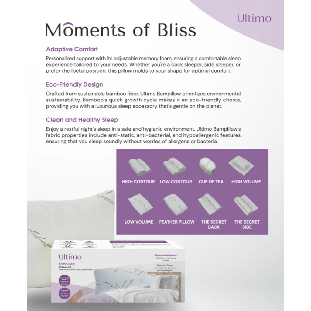 JML Official Ultimo Bampillow Rebranded Formerly Bambillo 8 in 1 Bamboo Pillow Shopee Singapore