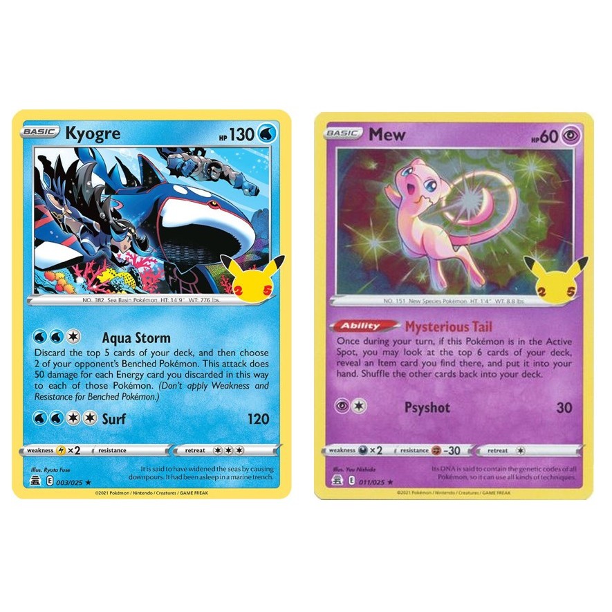 English Pokemon Card Kyogre 003/025 / Mew - 11/25 - Holo Rare Celebrations  Singles [ 011/025 ] | Shopee Singapore