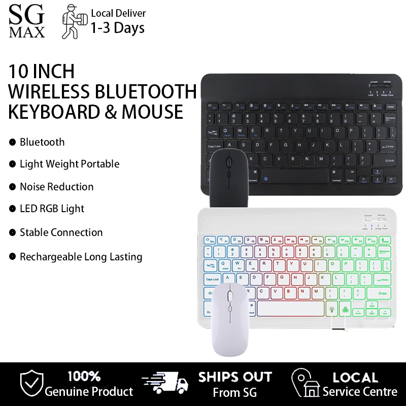 10 Inch Wireless Keyboard Bluetooth Mouse Keyboard LED RGB Light For ...