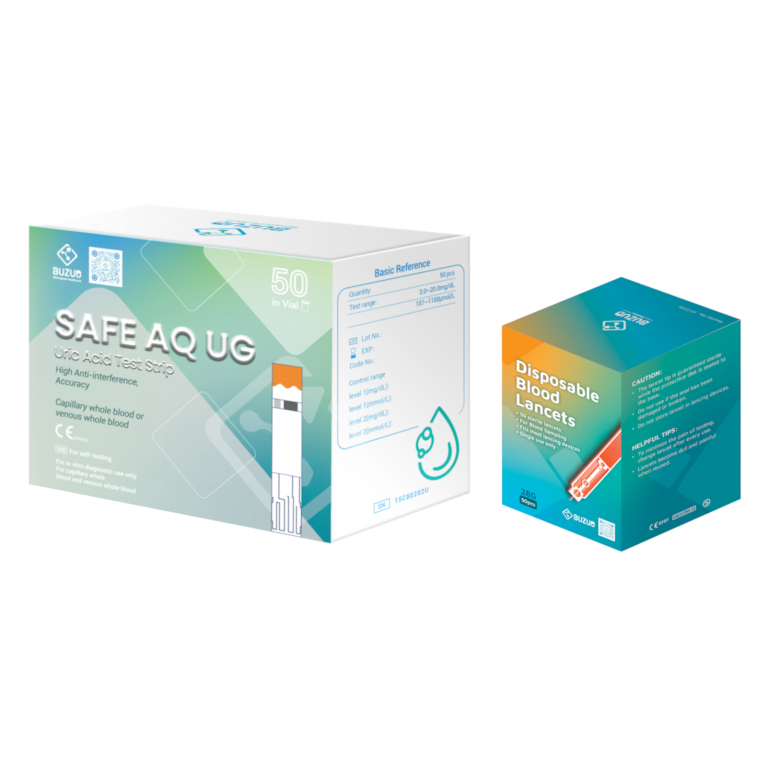 BUZUD SAFE AQ UG URIC ACID TEST STRIPS AND LANCET SET | Shopee Singapore