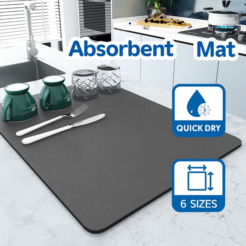 【SG Seller】Kitchen Drain Mat Water Absorbent Mat Waterproof Diatomite ...