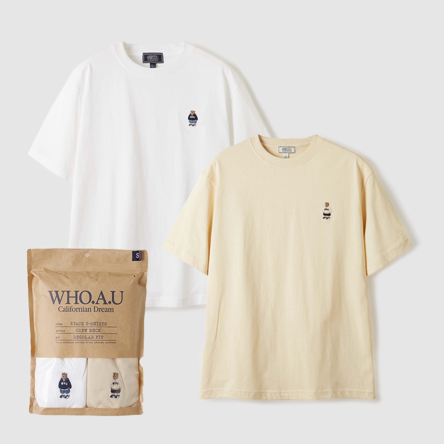 【WHO.A.U】Steve 2PACK Solid T-shirts[B] WHOAU (2PACK)Steve Solid T-shirt[B] | WY Store