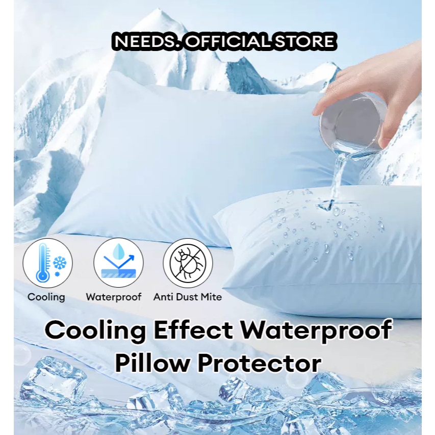 (SG Seller) Ice Silk Waterproof Pillow Protector with Zip / Ice Silk