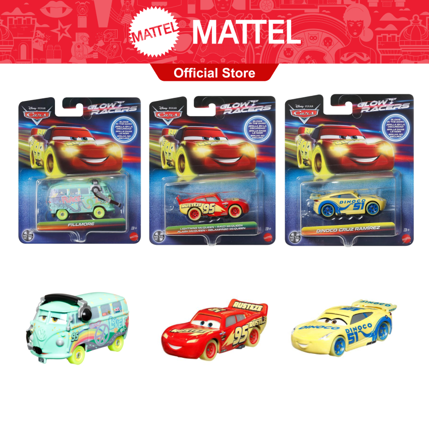 Disney And Pixar Cars Glow Racers Vehicles, Glow-in-The-Dark 1:55 Scale ...