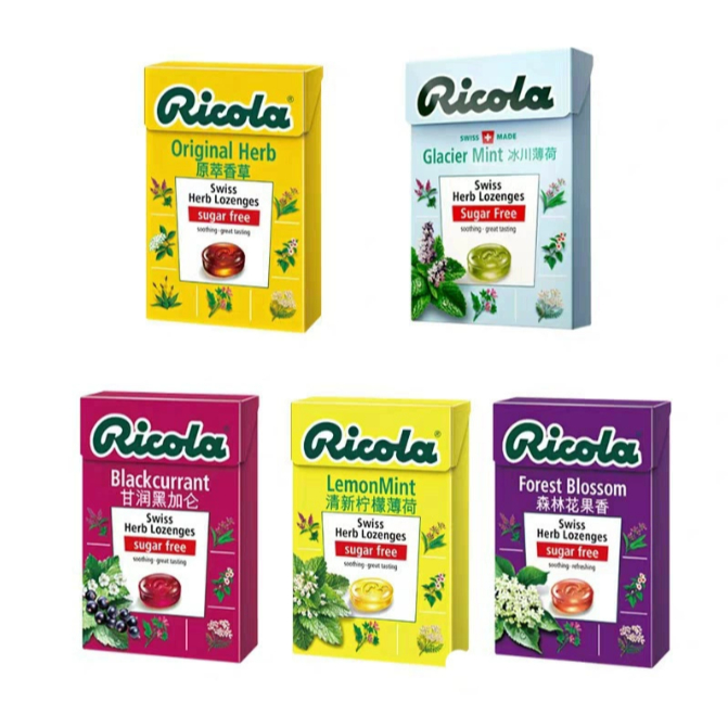 [SG STOCK] RICOLA Herb Candy Drops SUGAR FREE 40g Box Fast Cough Relief ...