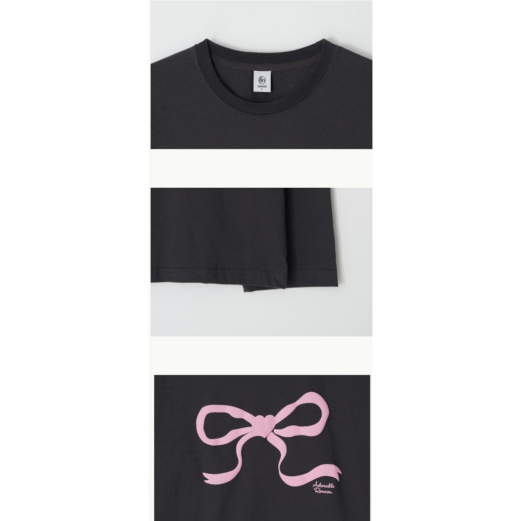 RONRON EMBO HEART RIBBON BASIC FIT LONG SLEEVE 3color