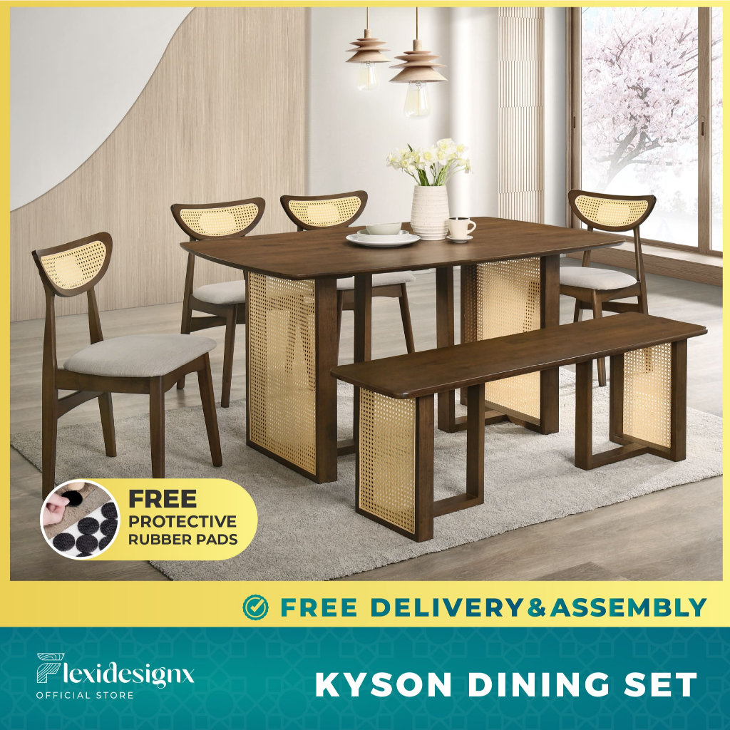 Rattan Dining Set /Dining Room Set for 6-8 Solid Wood/Dining Chair ...