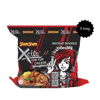 Yum Yum Xcite Instant Noodle Tom Yum Mala Shrimp Chicken Flavour