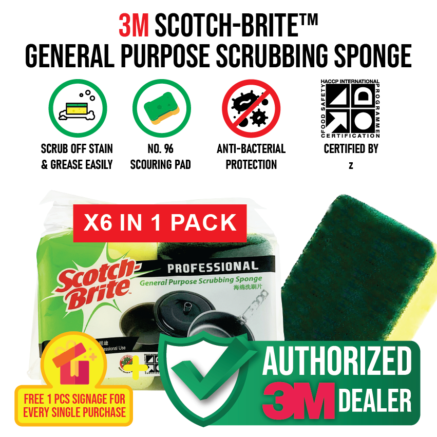 3M™ Scotchbrite® General Purpose Scrubbing Sponge 6pcs/pack | Shopee ...