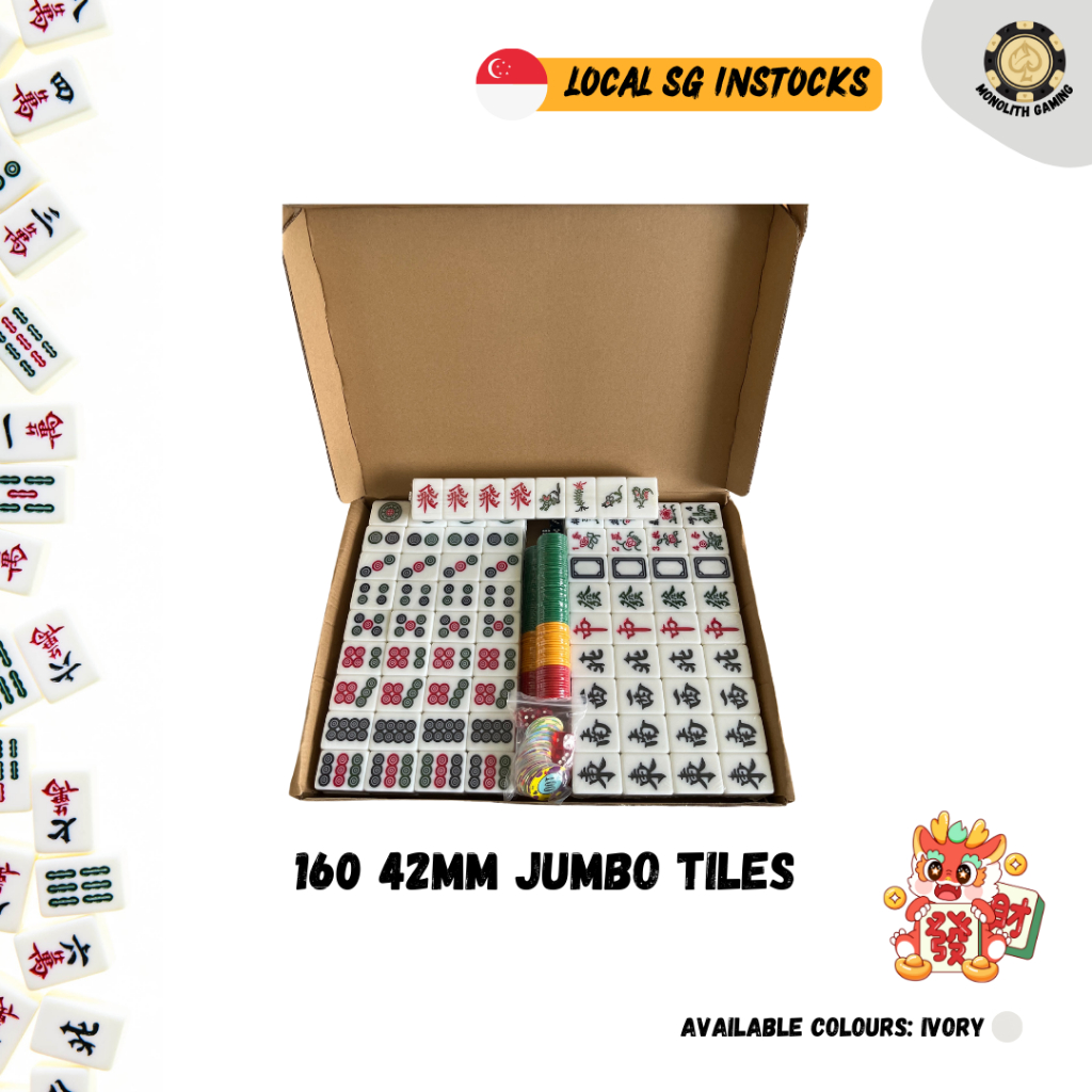 [SG Stock] Jumbo Mahjong 42mm 160 Tiles Singapore Mahjong Tiles Rummy ...
