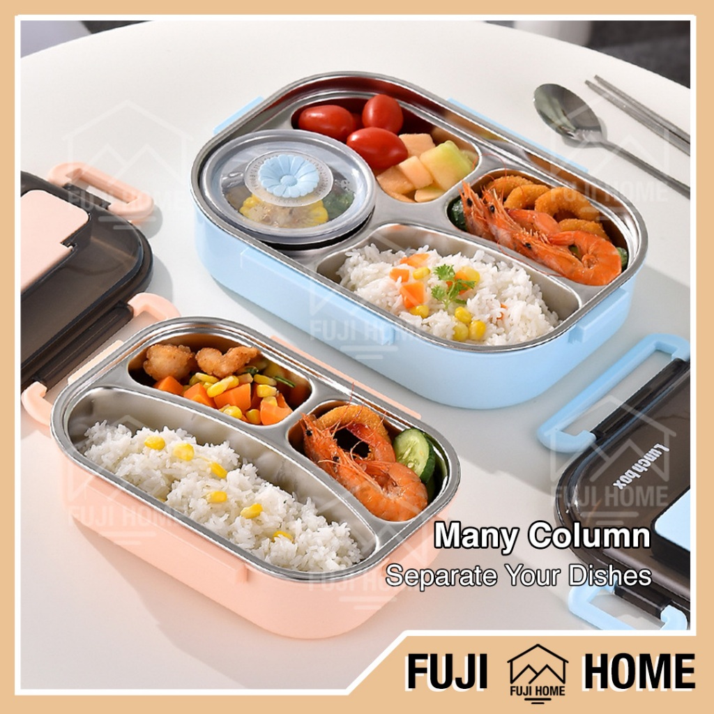 🏠READY STOCK🏠304 Stainless Steel Bento Layer Lunch Box 3/4/5 Slot ...