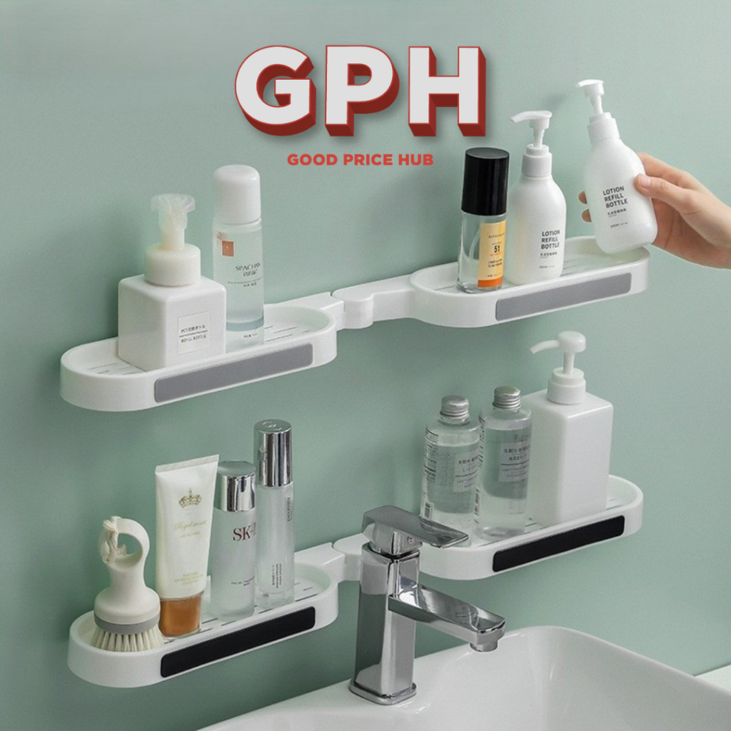 Adjustable Bathroom/Kitchen Storage Wall-Mount (No drill Needed ...