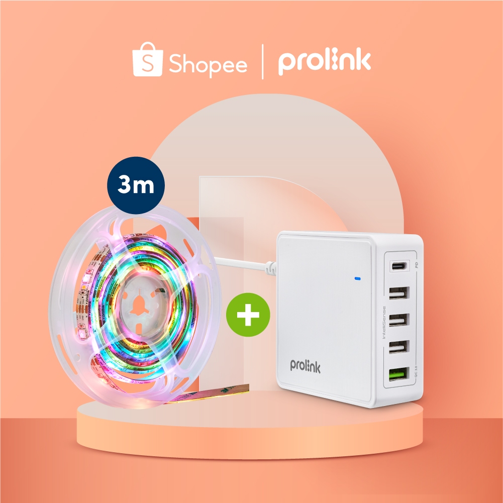 Shopee x Prolink home Brand Box - Smart LED strip and Desktop charger ...