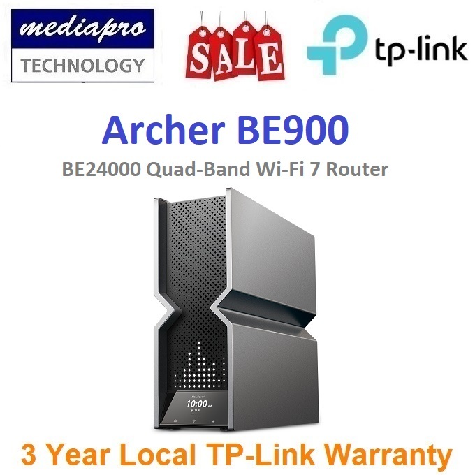 TP-Link Archer BE900 BE24000 Quad-Band Wi-Fi 7 Router with Dual