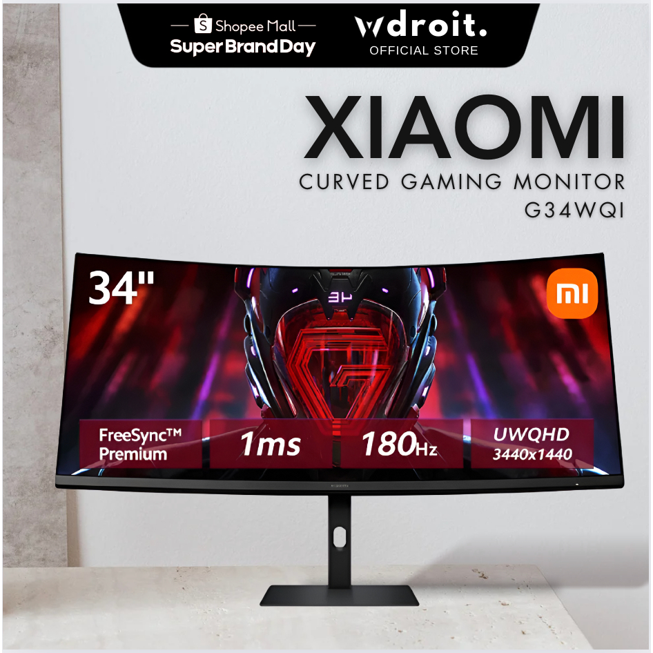 Xiaomi Mi Curved Display G34WQi 34" Gaming Monitor | WQHD | 180Hz | 1ms ...
