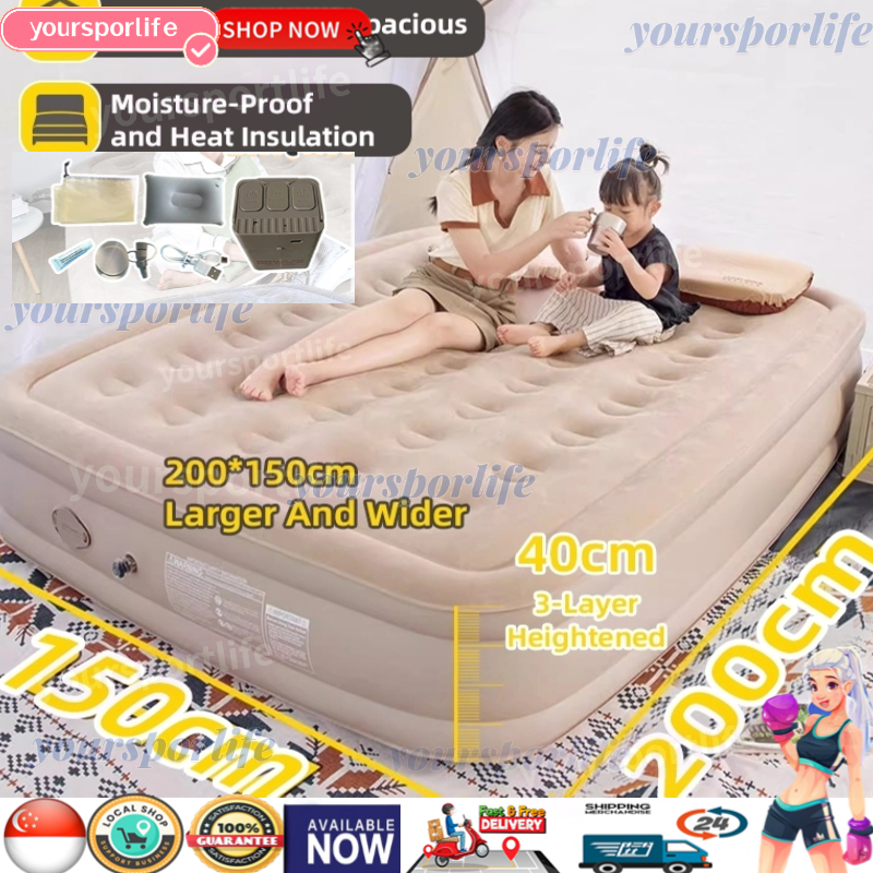 [SG Stock] Double inflatable Bed 40cm Camping Mattress air bed mattress ...