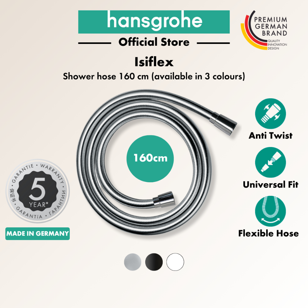 hansgrohe shower hose Isiflex - 160cm length, universal fit, anti twist ...