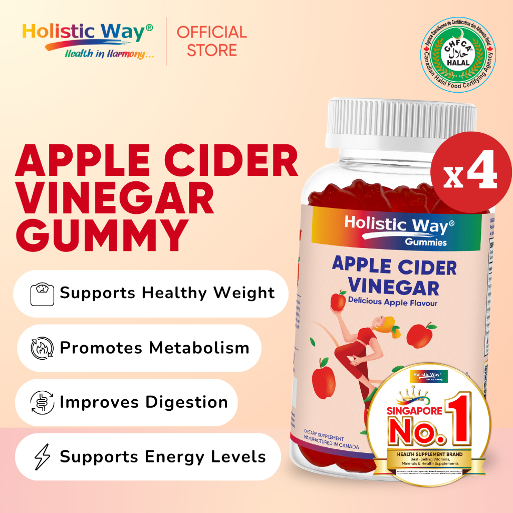 [Bundle of 4] Holistic Way Apple Cider Vinegar Gummy Halal Vegan