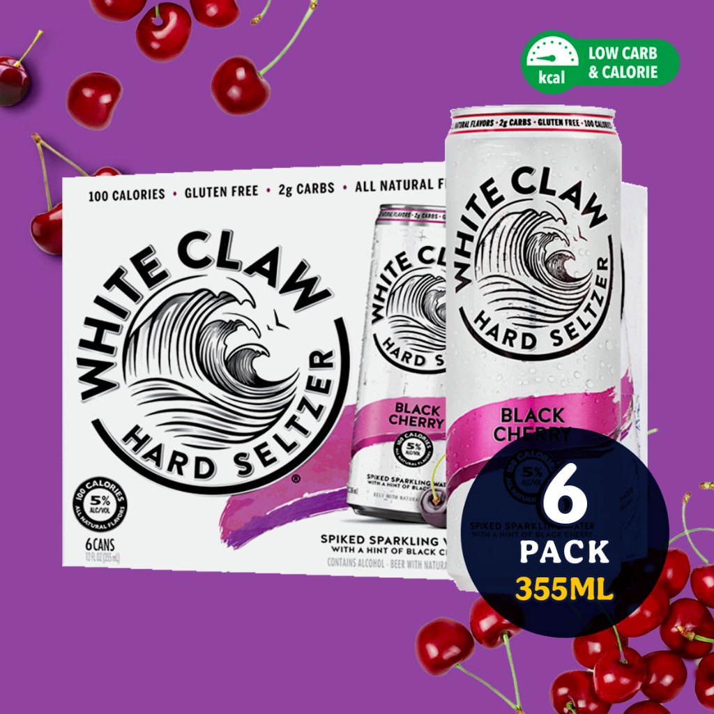 White Claw Black Cherry Alcoholic Sparkling Water, Low Calorie & Gluten ...