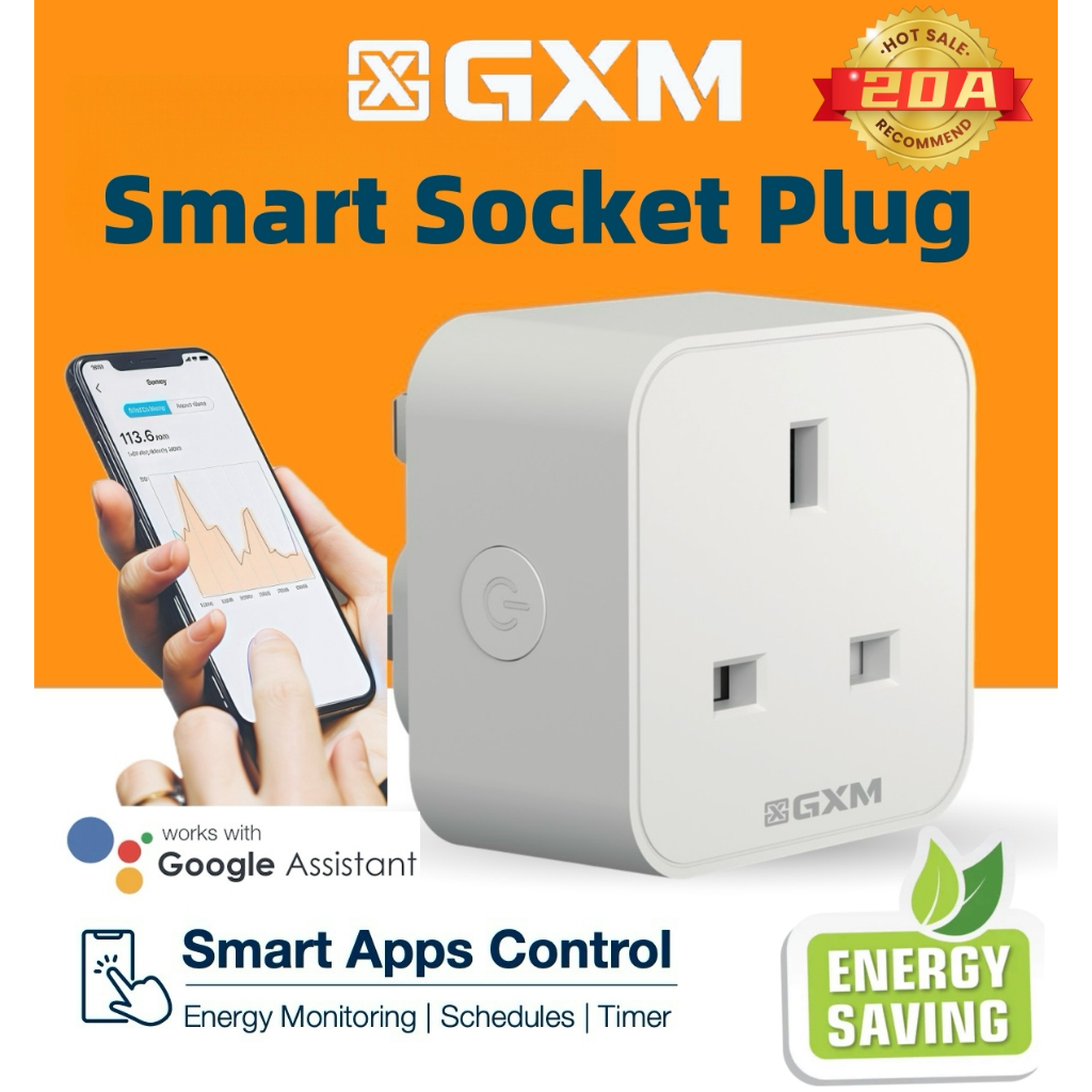 GXM Smart WiFi Plug Socket 20A Energy Monitoring Schedule & Timer ...