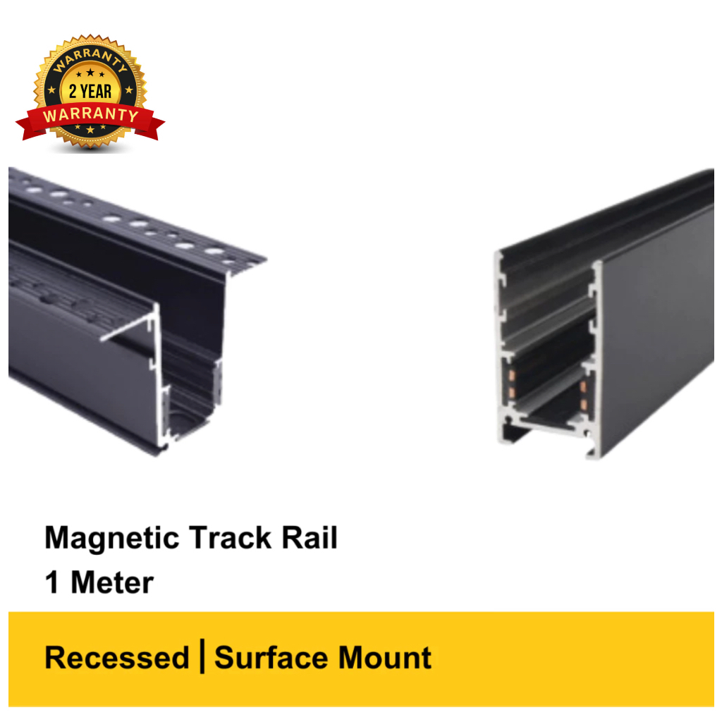 LED Magnetic Recessed/ Surface Mount Track Bar Black 1M/1.5M/2M Track ...