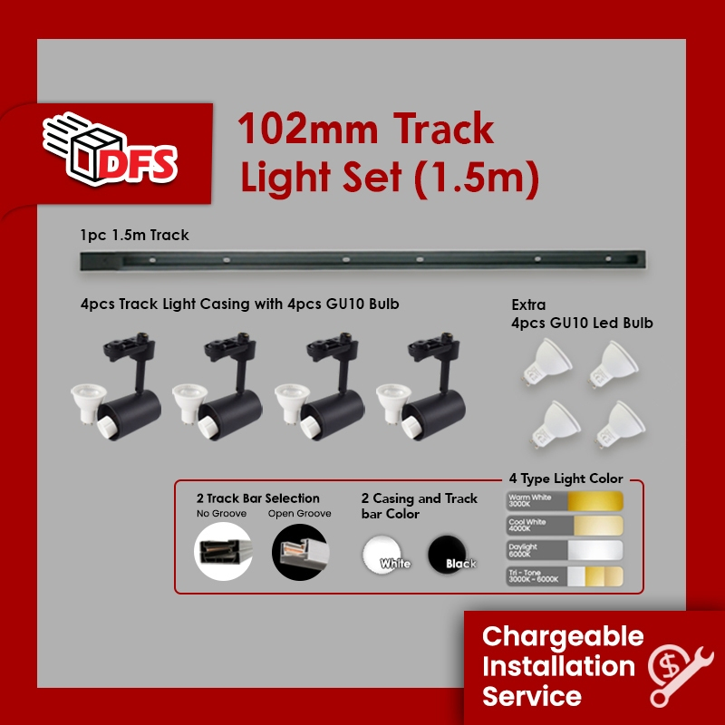 DFS LED LIGHT LED Track Light 4pcs Track Light With 1.5m Track Complete ...