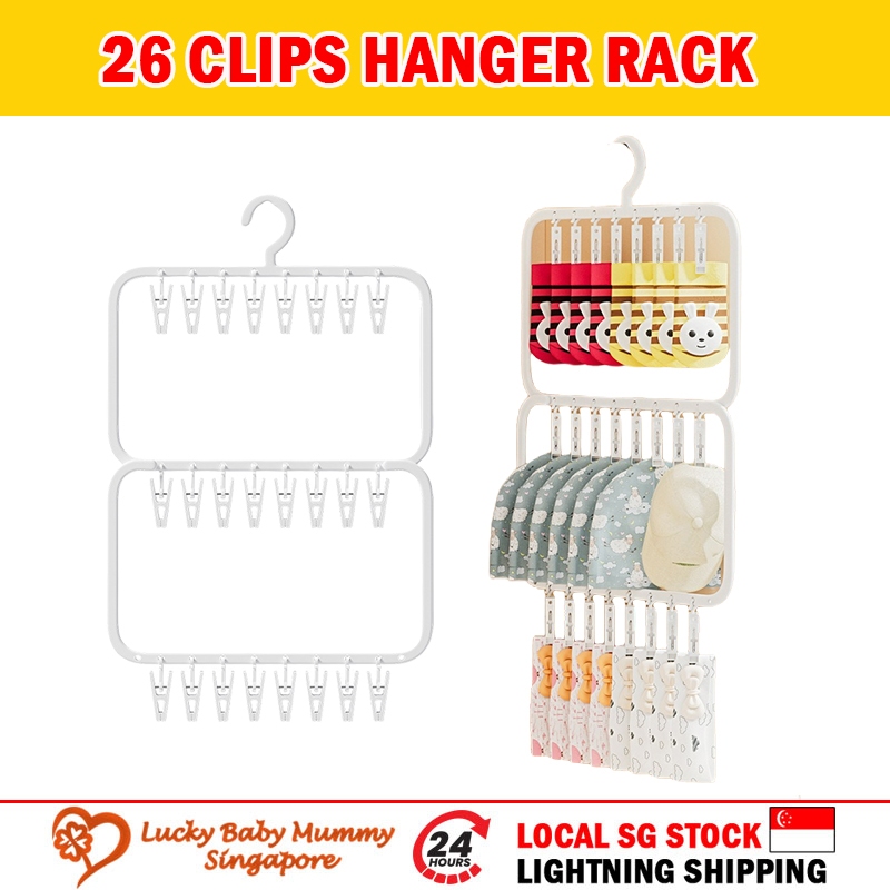 Double Layer 26 Clips Hanger Rack/Multifunctional Storage Drying Rack ...