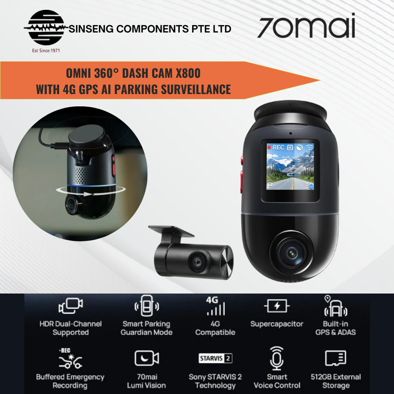 70mai Omni X800 360° 4K Dual Dash Cam | Front & Rear | 4G LTE | AI