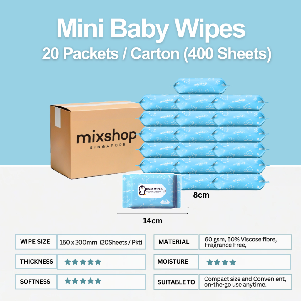 mixshop Baby Wet Wipes, 10 Pkt per Carton Total 800 Sheets, SG