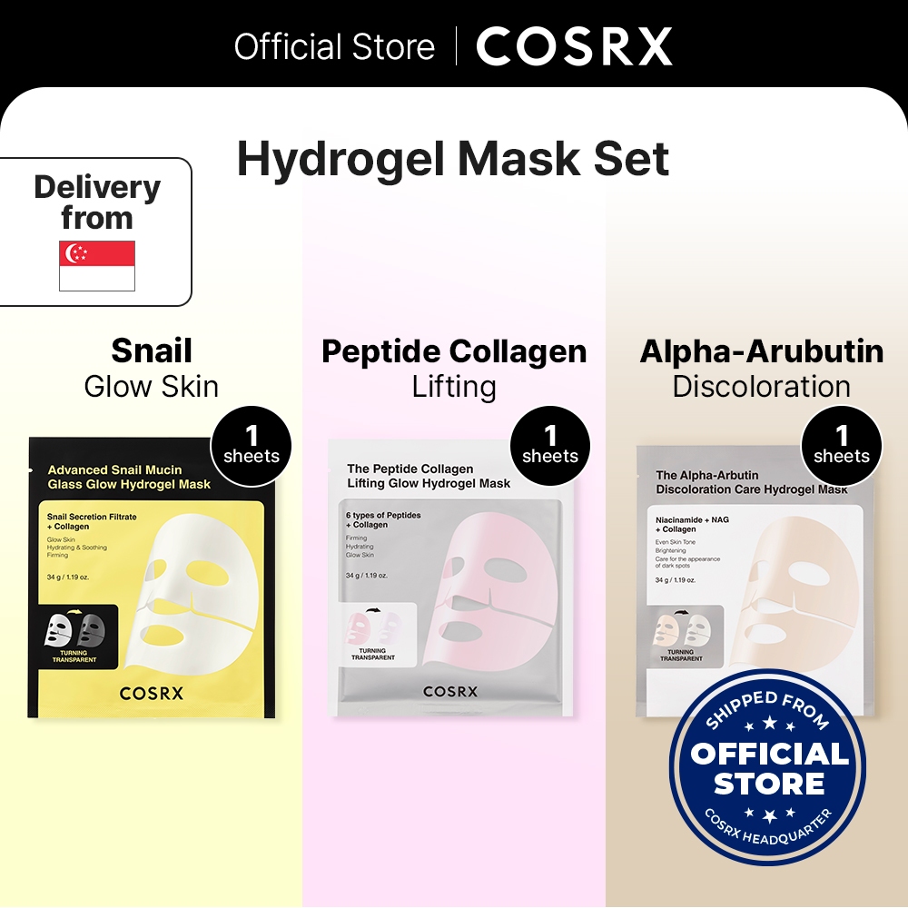 [COSRX OFFICIAL] Hydrogel Mask Collection Set (Peptide + Alpha-Arbutin ...