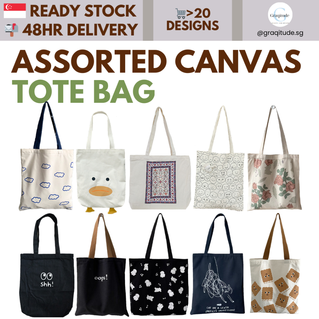SINGAPORE] Canvas Cotton Minimalist Tote Bag A4