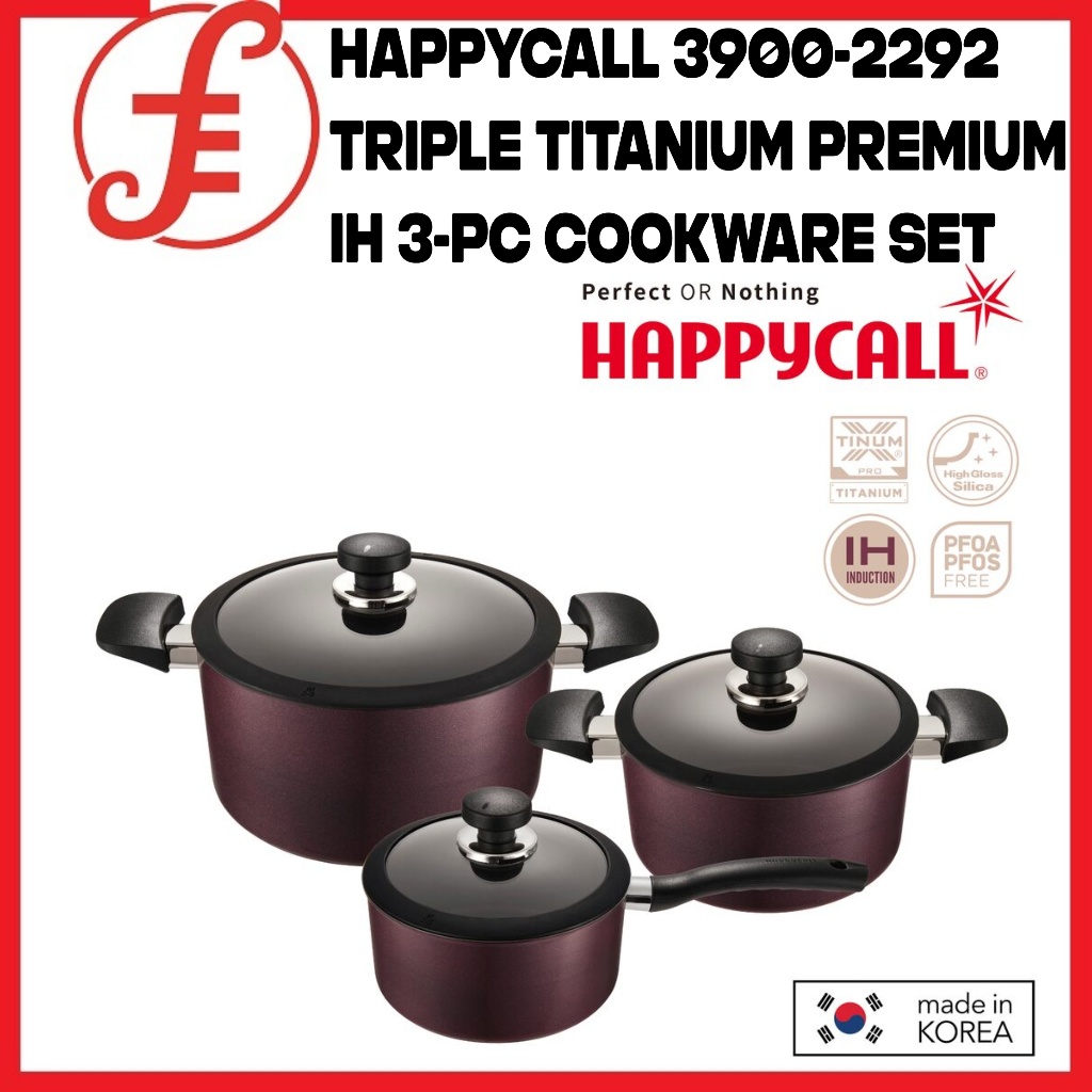 Happycall 3900-2292 Triple Titanium Premium IH 3-PC Cookware Set ...