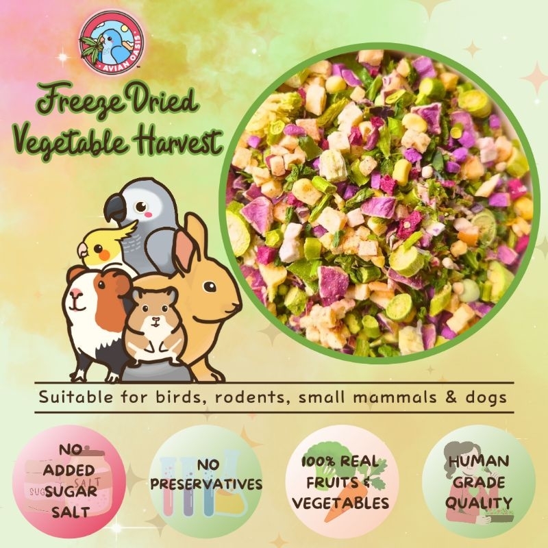Image showcasing [SG] Avian Oasis Freeze Dried Vegetable Harvest for Parrots Birds small ...