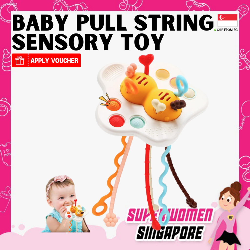 Toy Baby Montessori Pull String Sensory | Baby Teething Travel Fine ...