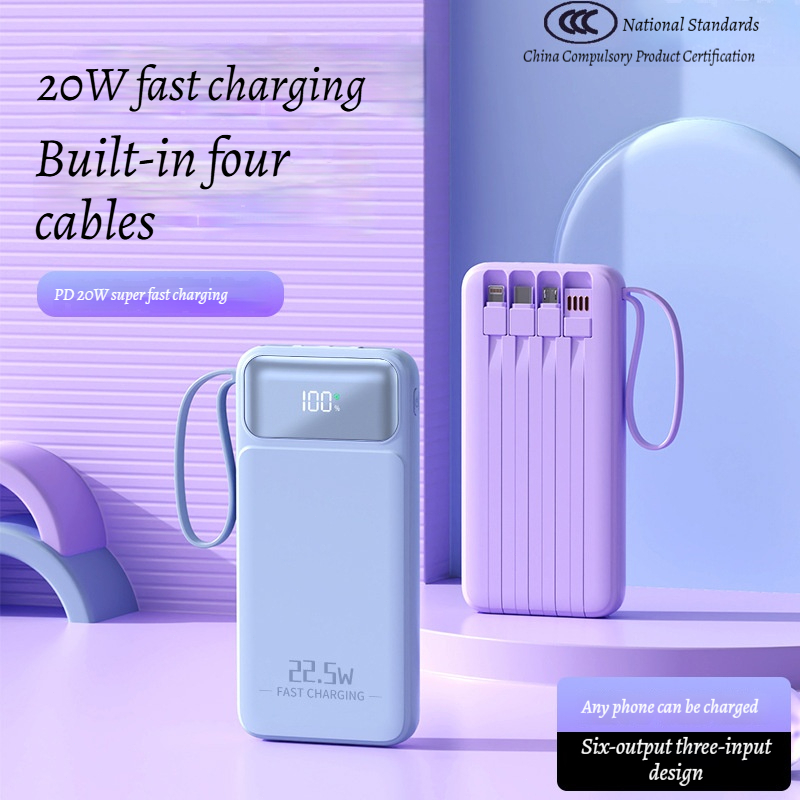 PD 20W 4-in-1 power bank cable detail