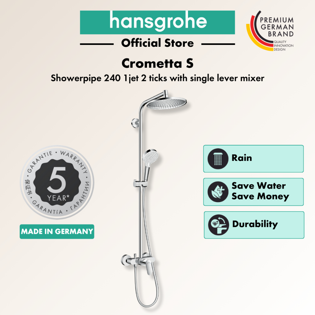 Hansgrohe Showerpipe Crometta S Overhead Shower Mm Rain Hand