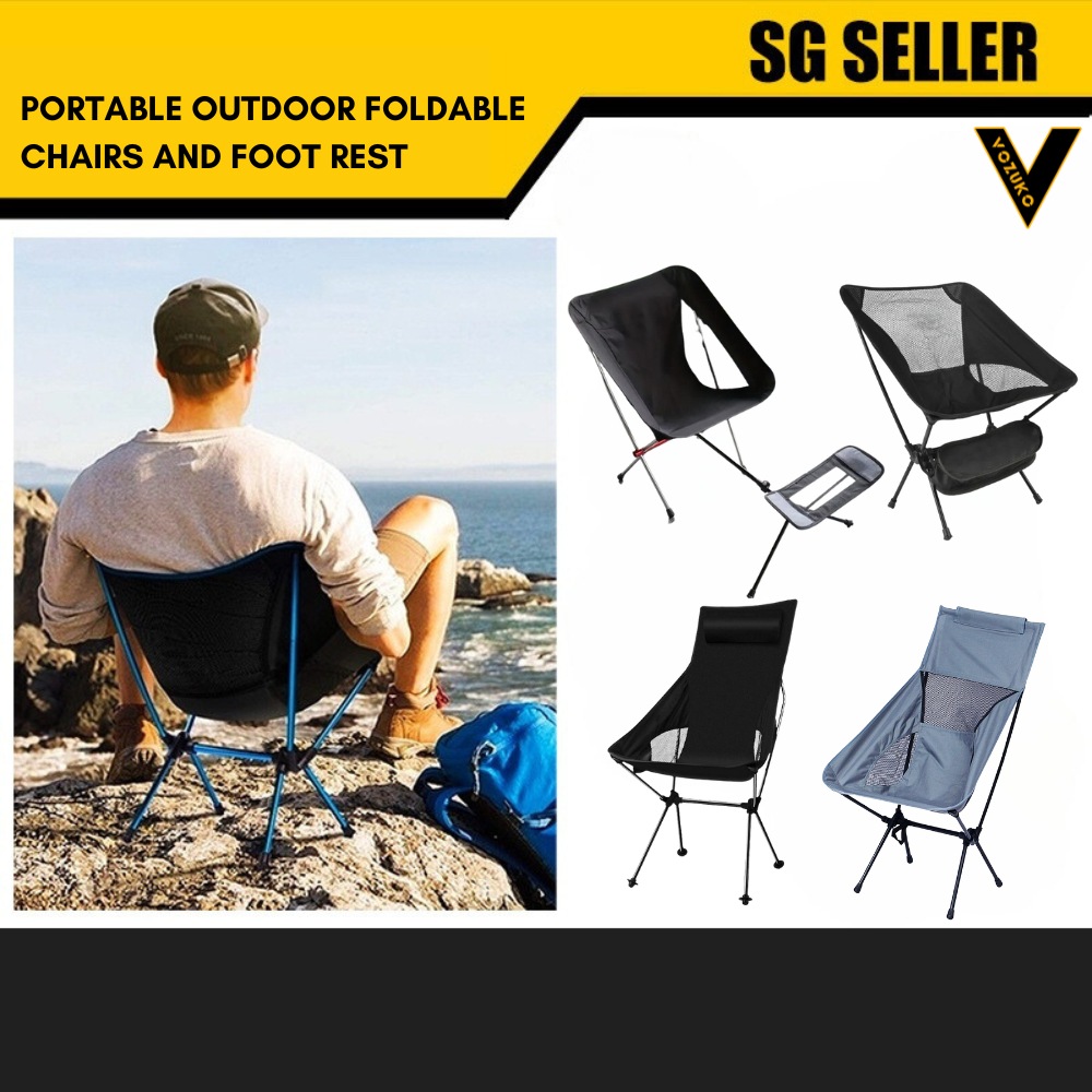 Ultralight Folding Camping and Foot Rest Compact Lightweight Backpacking Beach Chair with Carry Bag for Outdoor Camping