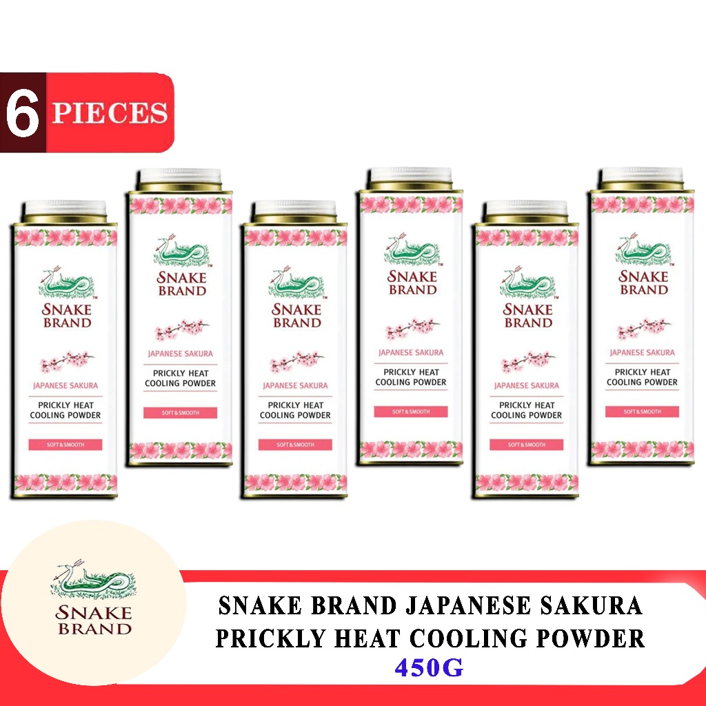 SNAKE BRAND Japanese Sakura Prickly Heat Cooling Powder 450g | Shopee ...