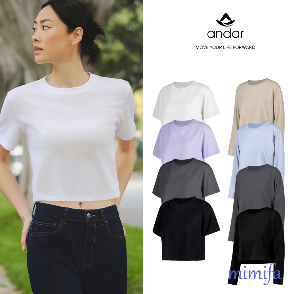 ★andar★ Airy Essential Long Sleeve Crop Tee ANDAR Airy Essential Crop Tee | Shopee Singapore