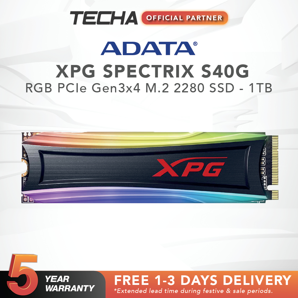 Adata XPG SPECTRIX S40G 1TB SSD RGB PCIe Gen3x4 (NVMe) | Shopee Singapore