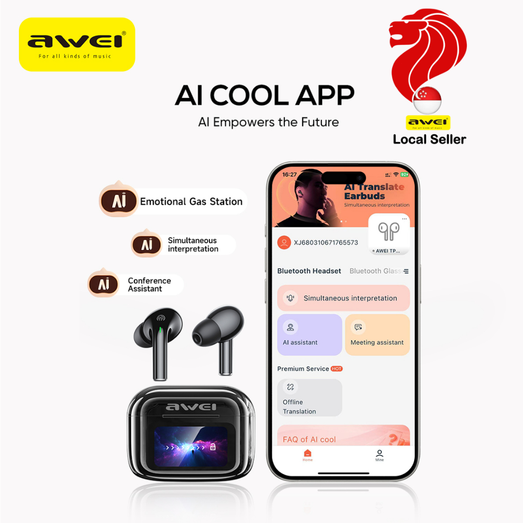 Awei TP29 ANC AI True Wireless Earbuds Noise Cancelling Closed-Stick ...