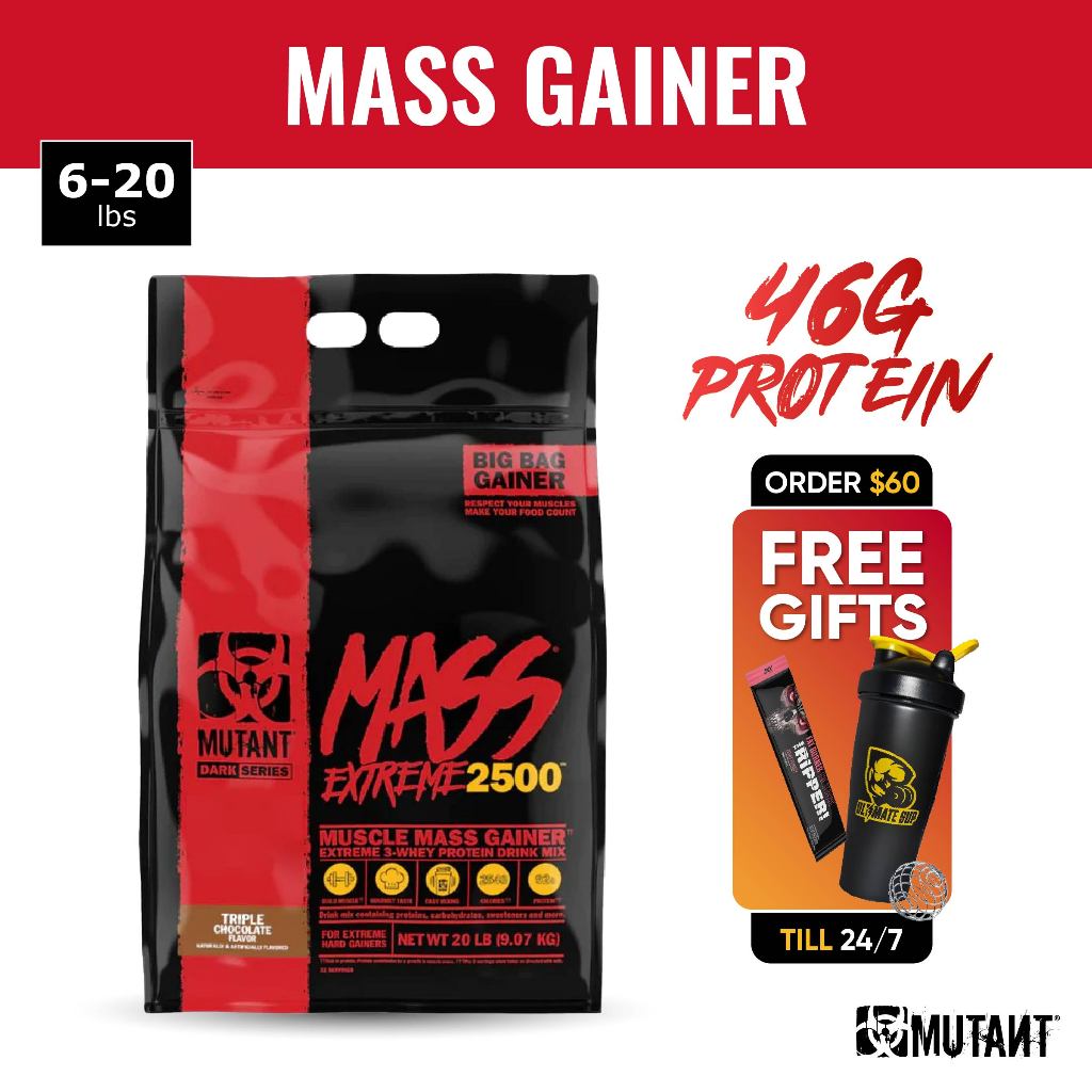 Mutant Mass Extreme 2500 Muscle Mass Gainer Whey Protein With High Calories For Extreme Hard 5775