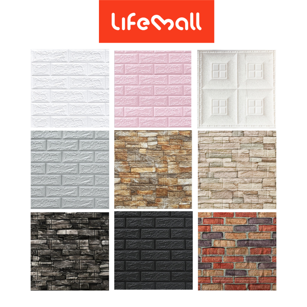 LifeMall - 5mm 3D Brick Wall Stickers Wallpaper 70*77CM Self Adhesive ...