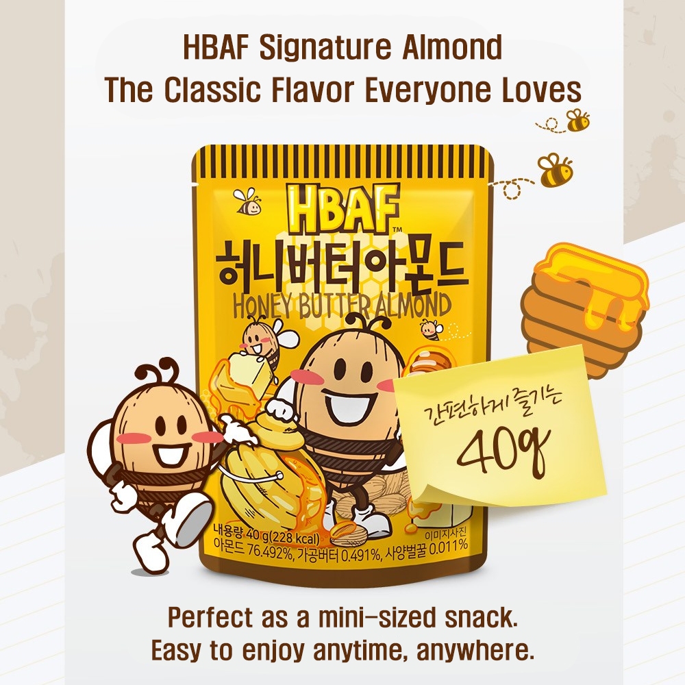 [HBAF] Honey Butter & Wasabi Flavored Almond Snack – 40g Korean Crunchy ...