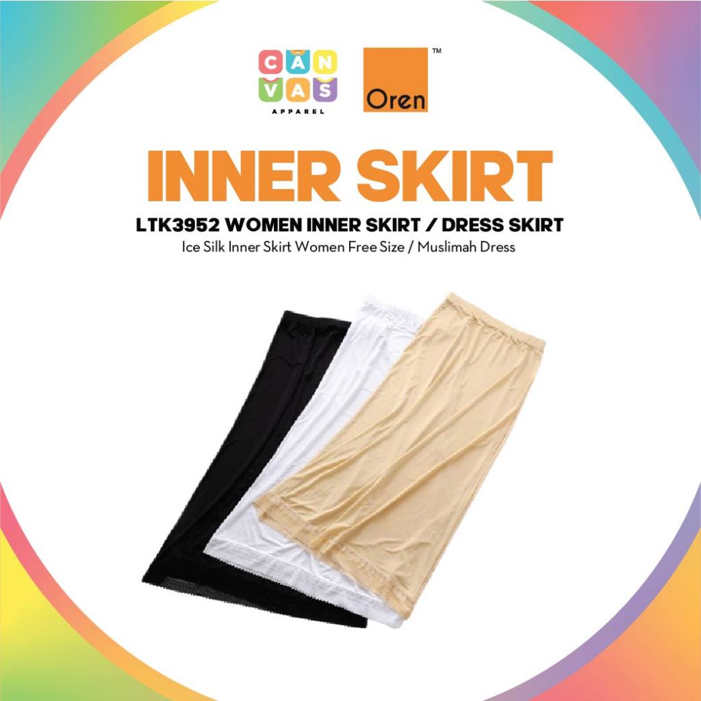 READY STOCK Ice Silk Inner Skirt Kain Dalam Kain Sejuk Inner Dress ...
