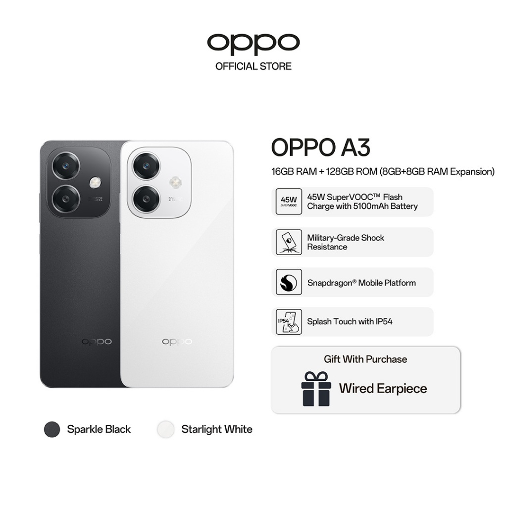 OPPO A3 16(8+8GB) + 128GB / Military-Grade Shock Resistance / 45W ...