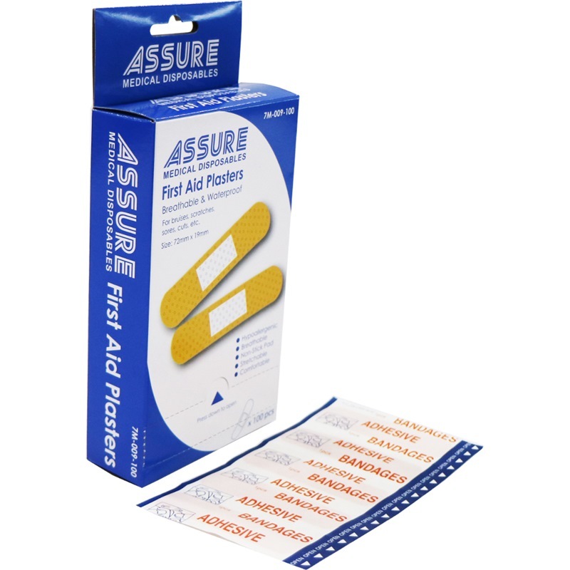10 x ASSURE FIRST AID PLASTER STRIPS 100PC/BOX (expiry aug 2026 ...
