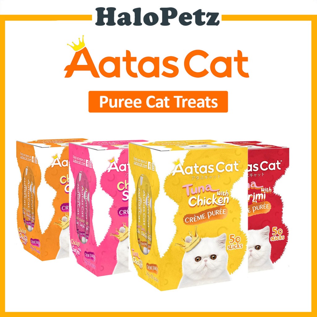 Aatas Cat Crème Purée Cat Treat Tub (50x14g Sticks)- ChickenwChicken ...