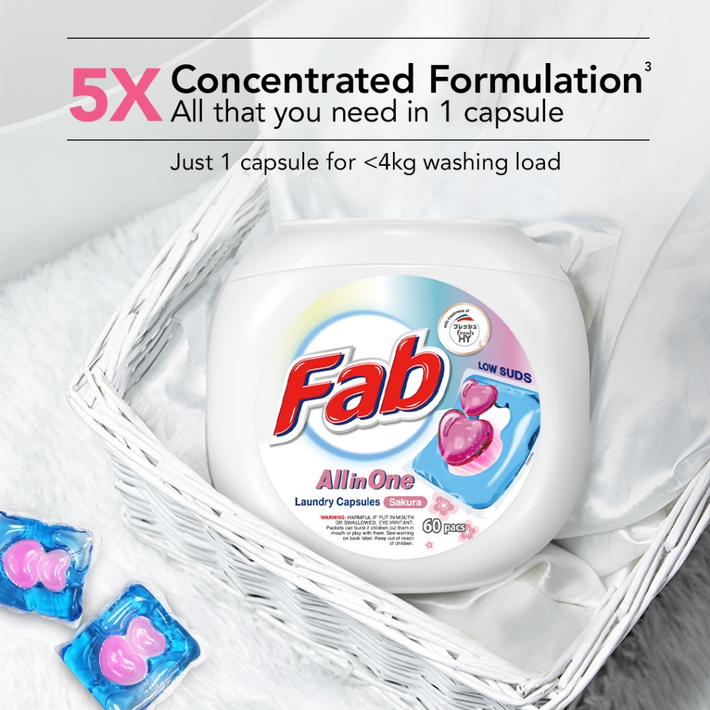 [NEW] Fab All-in-One Laundry Capsules 60 pods x 4 Tubs Free Lingerie ...