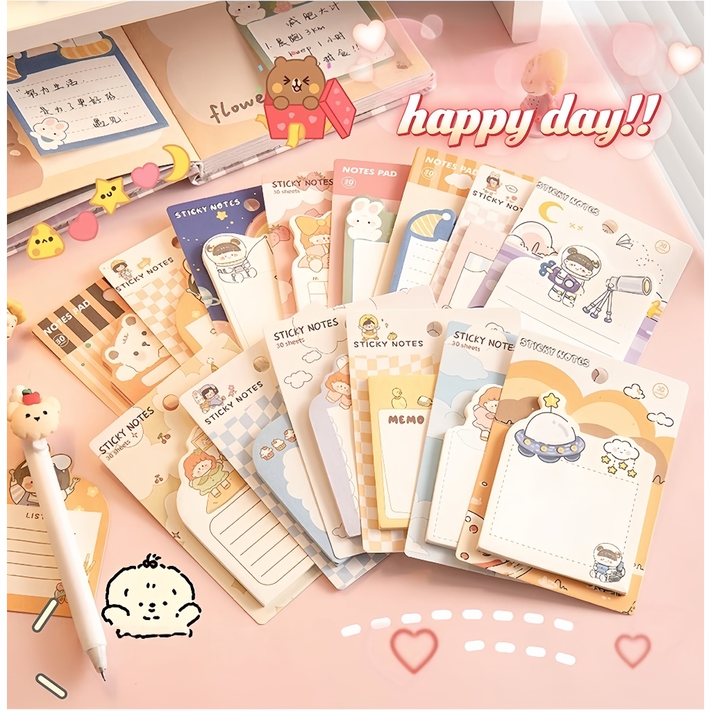 SG 21.9 Payday Sale! 30 Sheets Assorted Cute & Pretty Sticky Notes ...